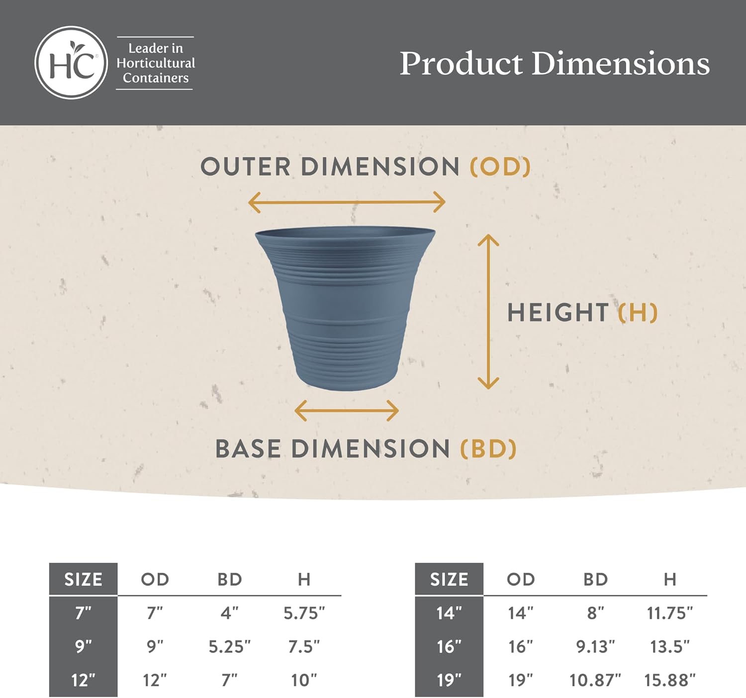 The HC Companies 14 Inch Sedona Round Self Watering Planter Pots, Ligh