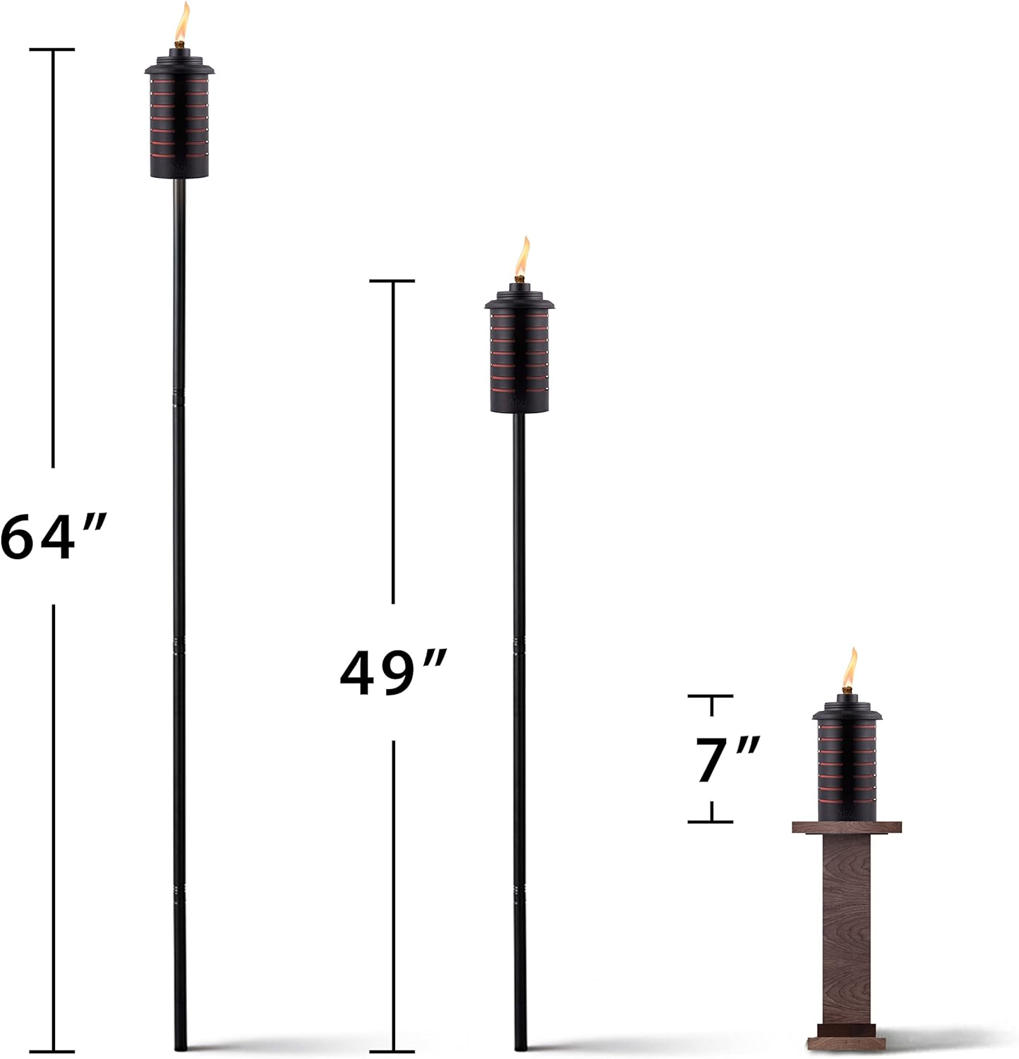 TIKI Metal Black & Orange Easy Install Outdoor Torches, 2-Pack – 65-Inch Decorative TIKI Torches for Patio, Lawn, Backyard & Garden – Weather-Resistant Torch Lighting with Wick & Snuffer