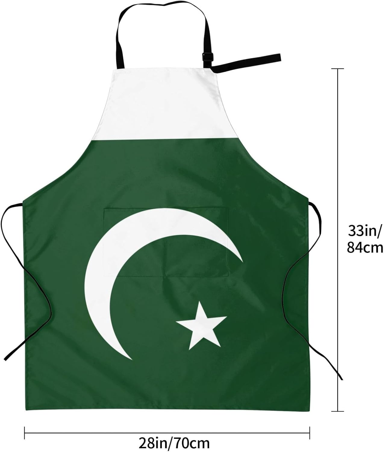 Flag of Pakistan Print Laundry apron 28x33 In Waterproof Kitchen Apron with Pockets for Cooking Baking