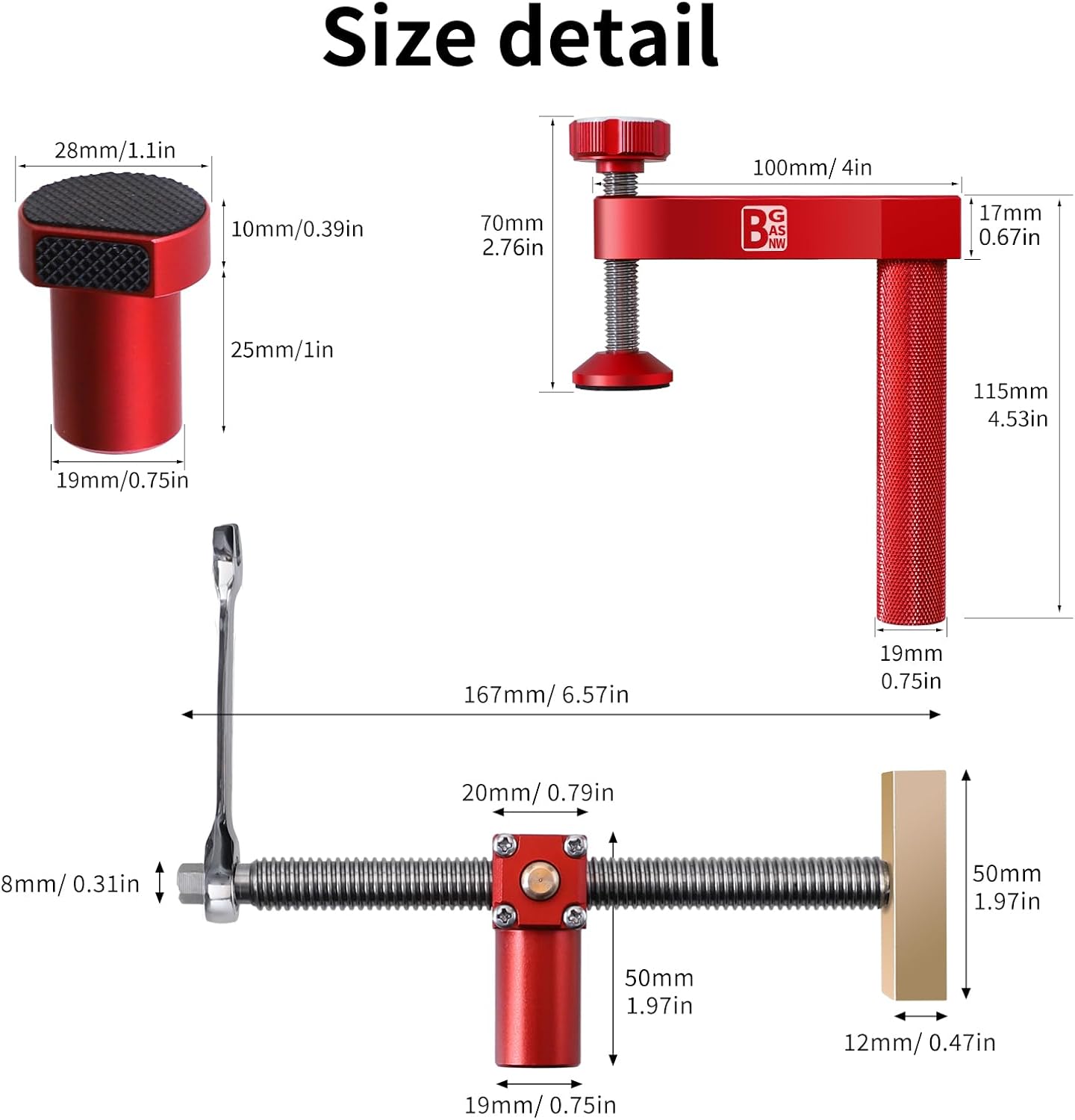 Bench Dogs Clamp Set, Woodworking Clamps with 4 Bench Dogs for 3/4 Inc