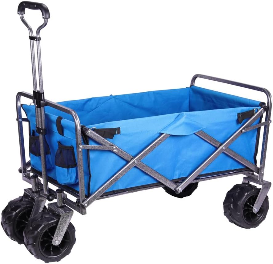 HBJWOV Faltbare Folding Utility Wagen Karren Große Kapazität 330lbs Strand Wagon mit All-Terrain Große Räder Außen Camping(D)