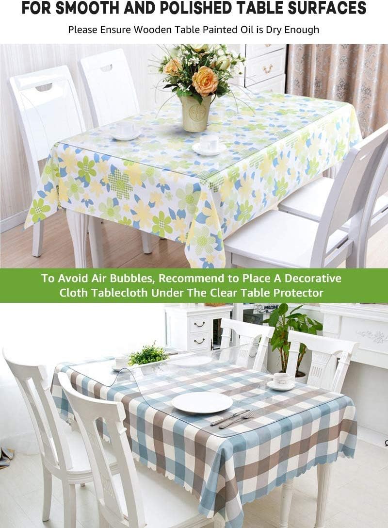 Round Table Protector Cover Clear Plastic Vinyl Tablecloth Small Sofa Bed Bedside Side End Table Top Wood Furniture Kitchen Dining Tabletop PVC Planter Pot Mat Pads Waterproof 18 Inch Diameter 2 Sets