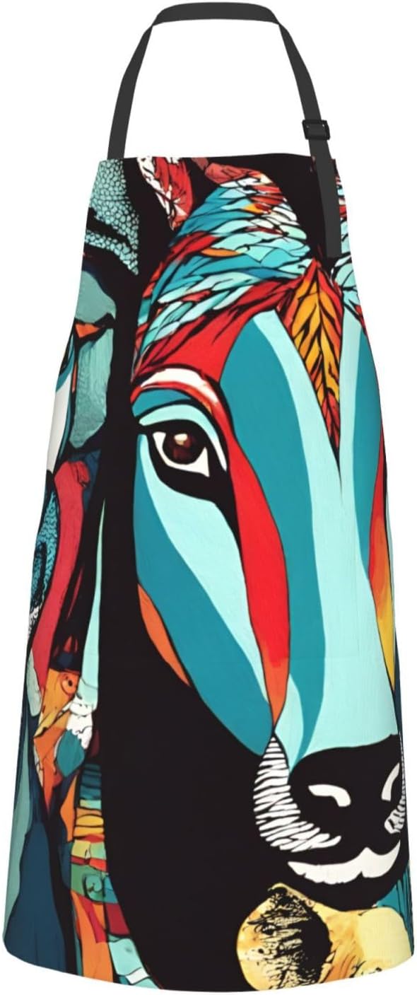 YANYU abstract art Print 28x33 In Kitchen Apron Stylish Chef Apron with Pockets for Cooking Baking Painting