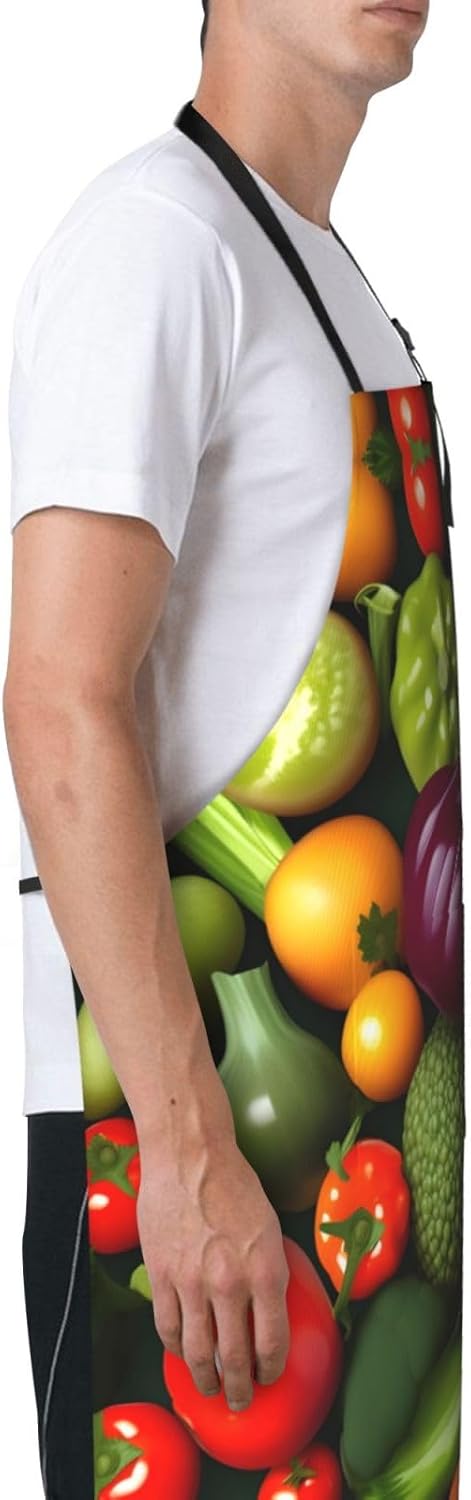 Vegetable Fruit print Waterproof apron with pocket adjustable cooking apron for adult kitchen bibs to bake