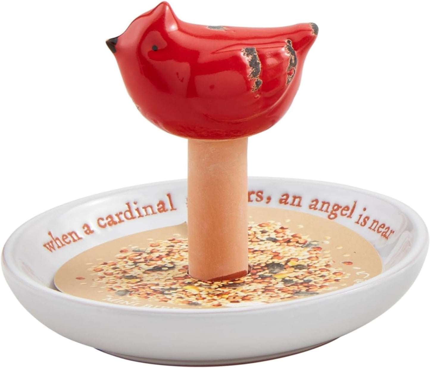 Mud Pie Cardinal Ceramic Bird Feeder; 6" X 5 1/2" Dia