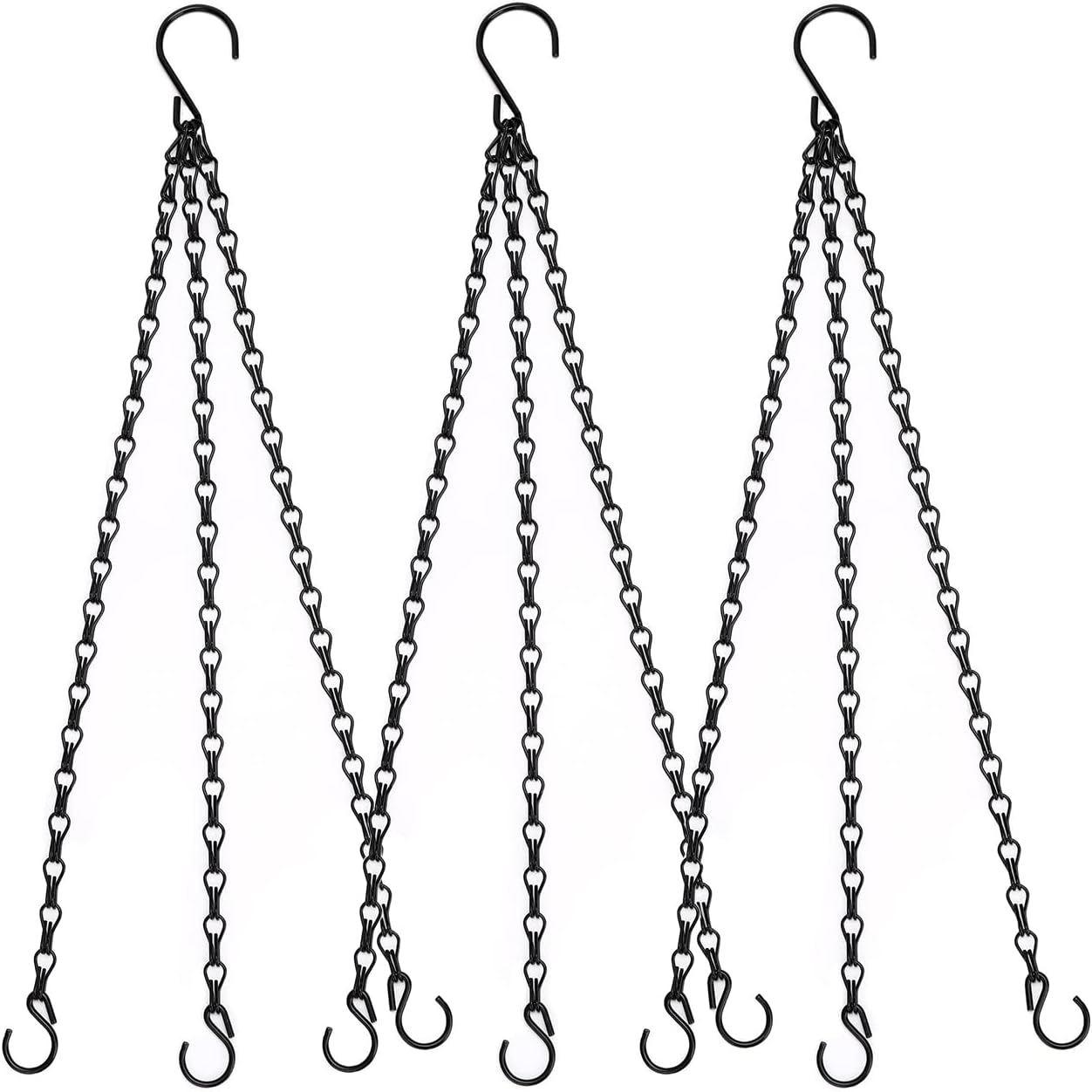 Heybe 20 Inch Hanging Basket Chain, 3 Point Hanging Chains with Hooks for Pot Planters Bird Feeders Lantern Lamp,Extended Hangers for Hanging Badkeys(20 inch,3 Point)