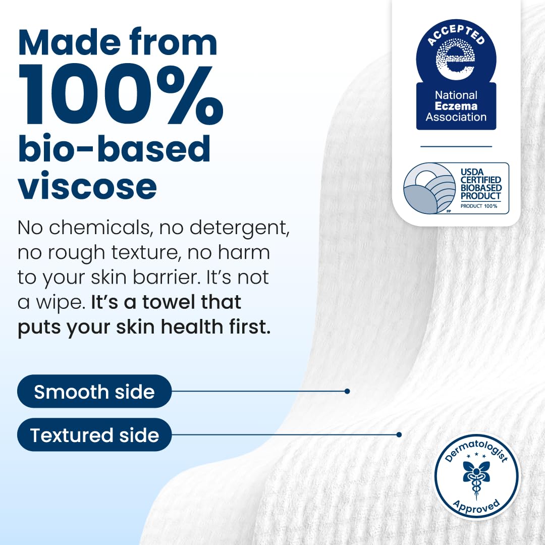 Clean Skin Club Clean Towels XL®, 100% USDA Biobased Face Towel, Dispo