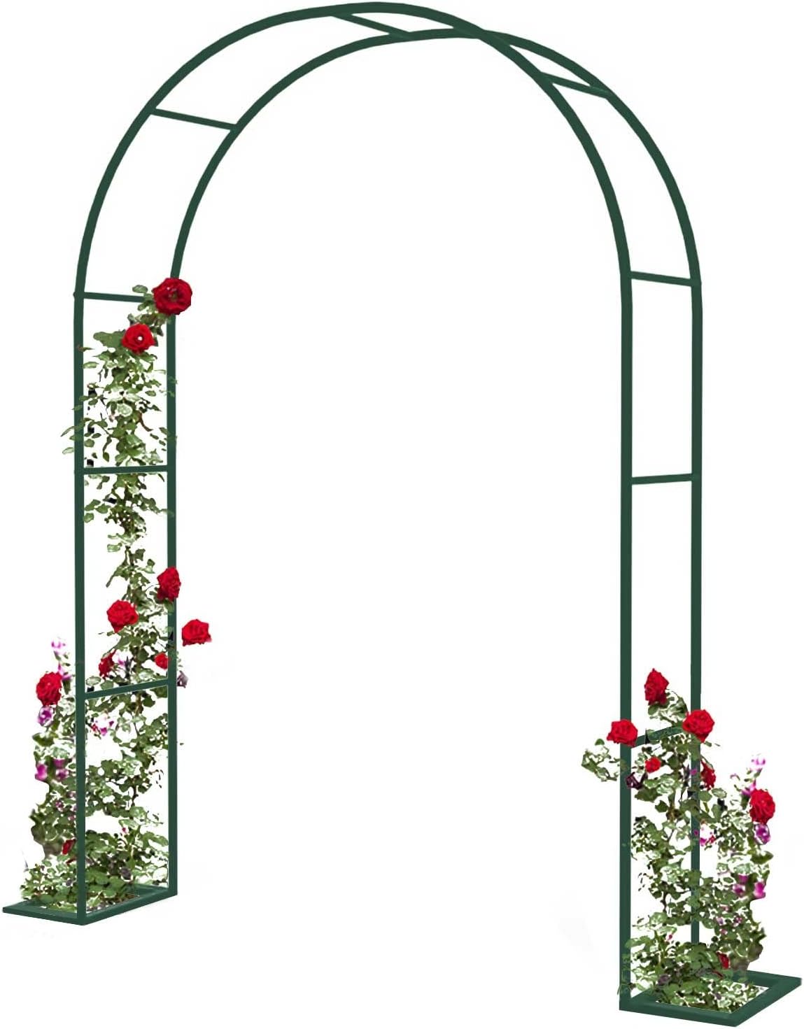 Sturdy Metal Garden Arch Trellis for Climbing Plants - Durable Outdoor Arbor Support for Roses & Vines, Elegant Wedding Backdrop & Garden Decoration (Color: Green)