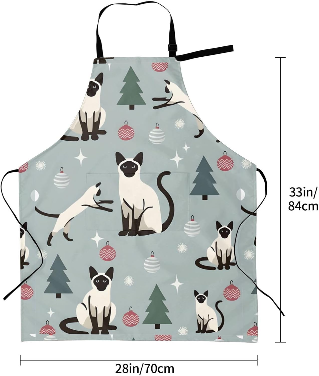 YANYU Fun cat and tree Print 28x33 In Kitchen Apron Stylish Chef Apron with Pockets for Cooking Baking Painting