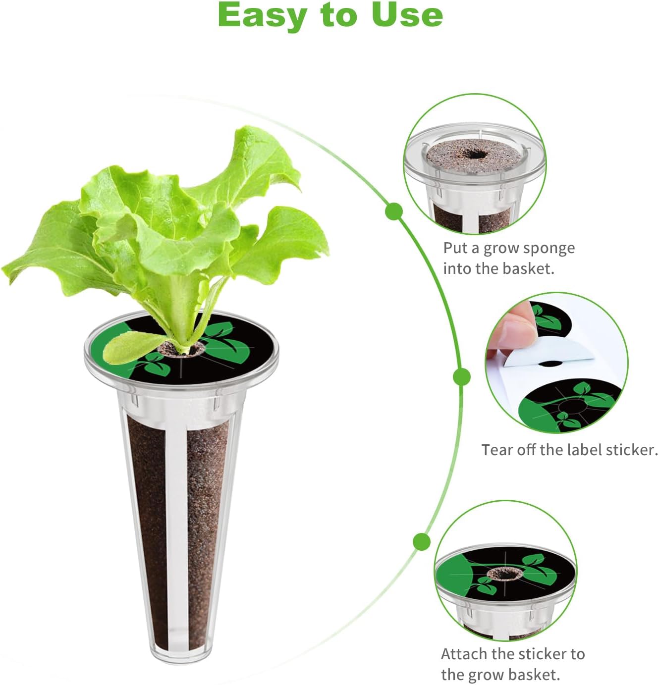 50 Pack Hydroponic Grow Baskets with 51PCS Seed Pod Labels Stickers, R