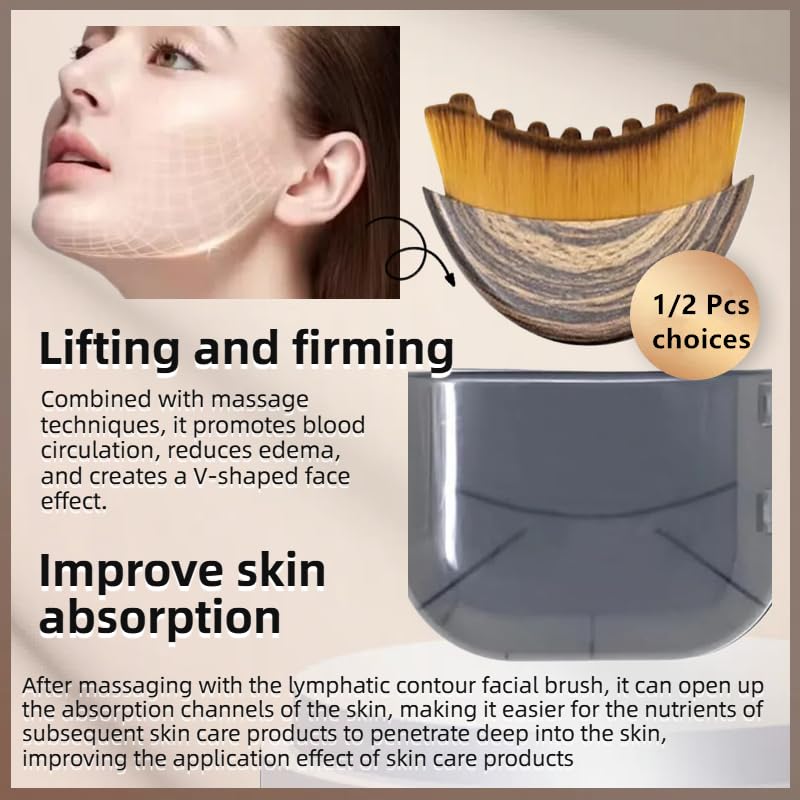 1/2 PCS Lymphatic Contour Face Brush for Sculpting – Anti-Puffiness, D