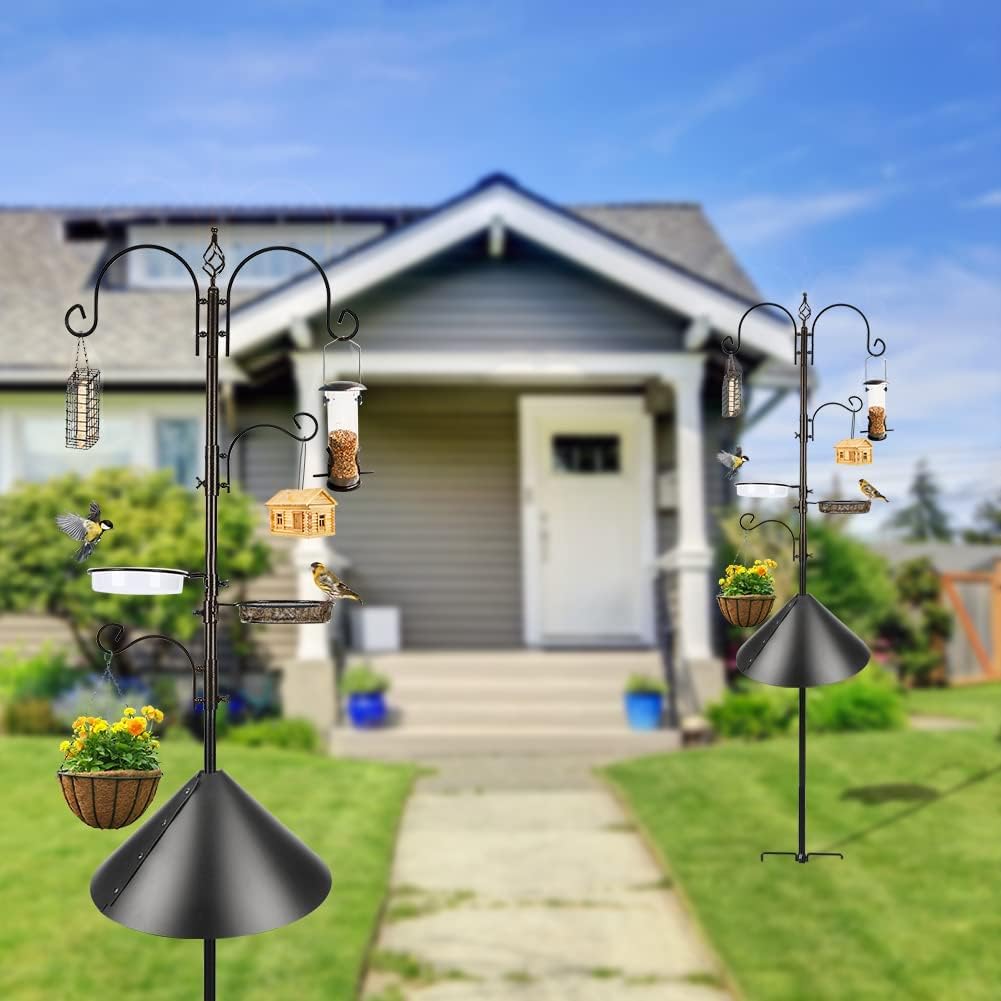 Bird Feeder Pole with Squirrel Baffle - Deluxe Feeder Station Kit Incl