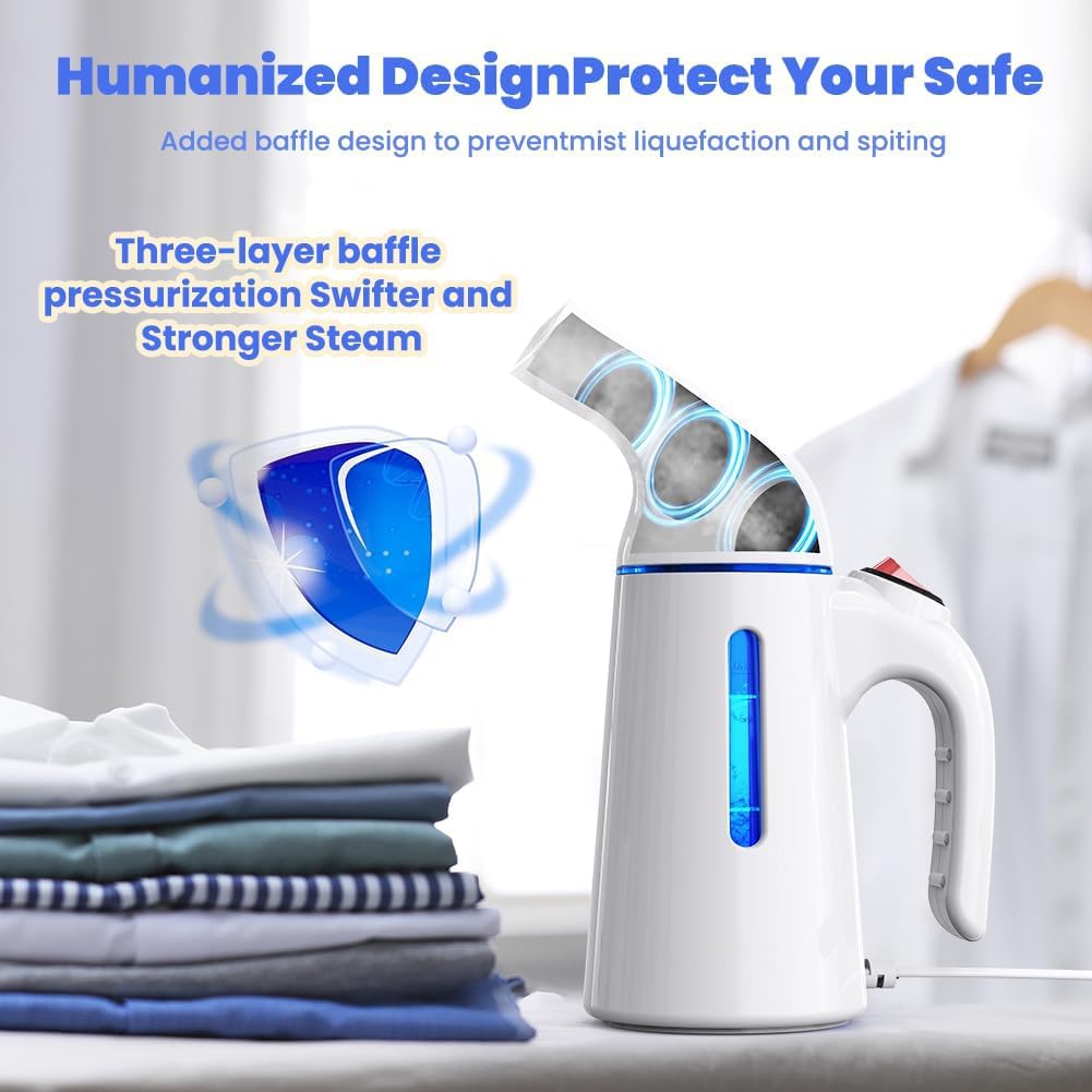Steamer for Clothes 700W, Fast Heat-up in 40S, 120ML Water Tank, 25g/min Strong Penetrating Steam, Portable Clothes Steamer Iron for Travel and Home(GY169)