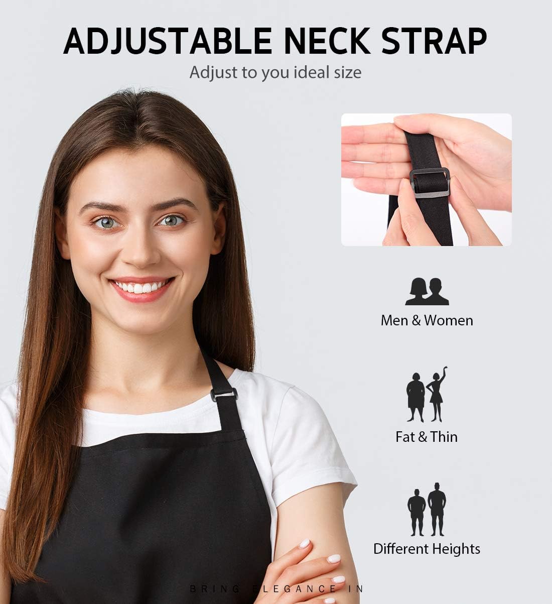 Syntus Adjustable Bib Apron with 2 Pockets Cooking Kitchen Aprons for 