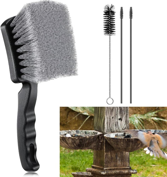 Bird Bath Cleaner Brush Set, 4 PCS Bird Bath Brush, Bird Bath Accessories for Birdbaths, Feeders & Outdoor Cleaning