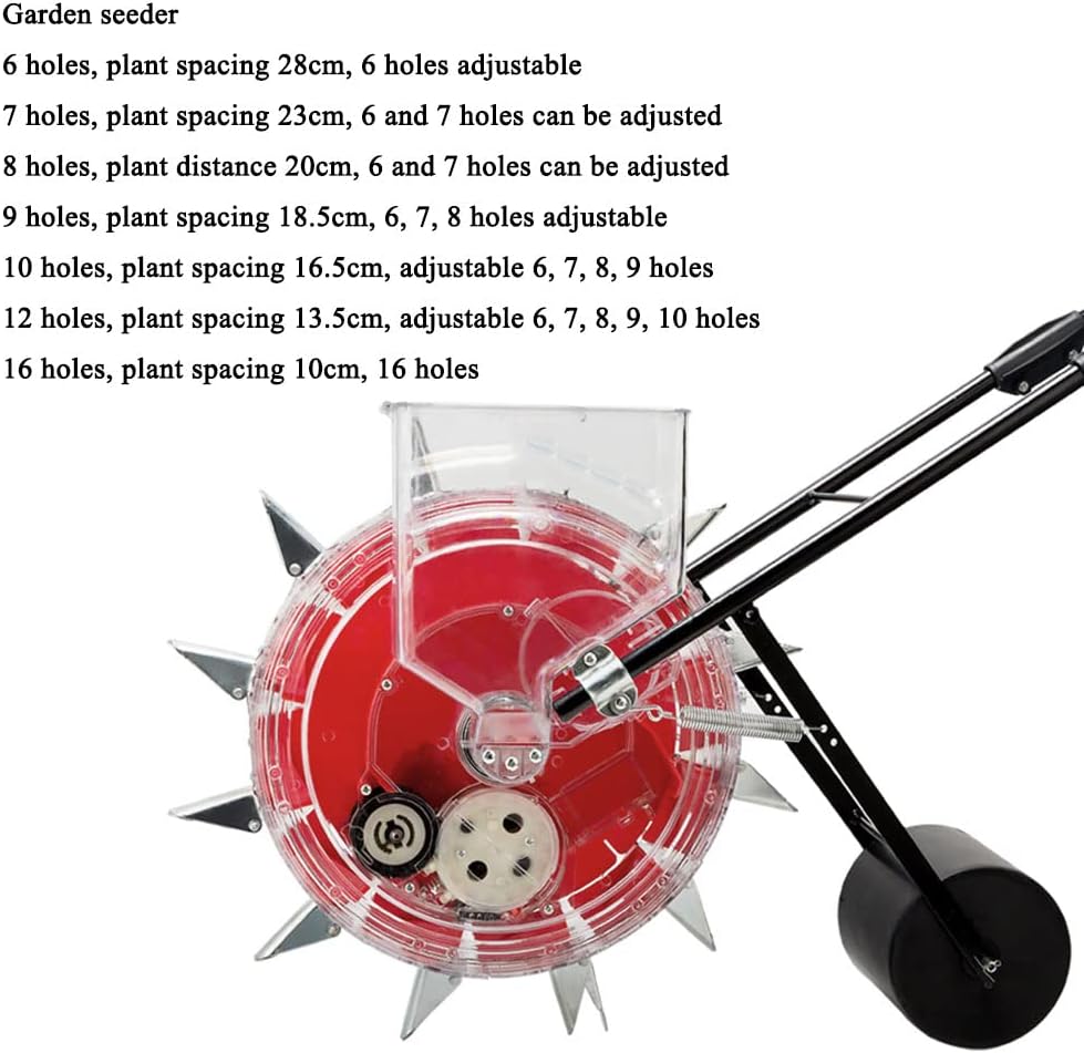 Hand-Push Roller Seed Planter - 8 Hole Metal Precision Garden Seeder for Efficient Seed Sowing in Rows, Ideal for Agriculture, Vegetable & Flower Gardening.