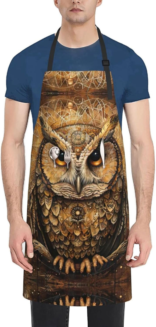 Owl Beliefs print Waterproof chef's apron with pocket apron for kitche