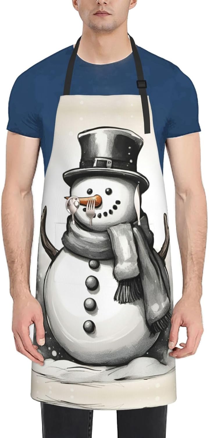 christmas snowman 1 Print 28x33 In Adult Kitchen Apron with Pockets Ve