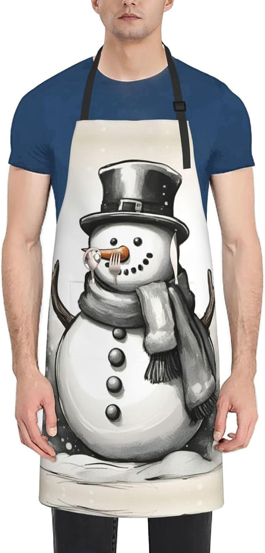 christmas snowman 1 Print 28x33 In Adult Kitchen Apron with Pockets Ve