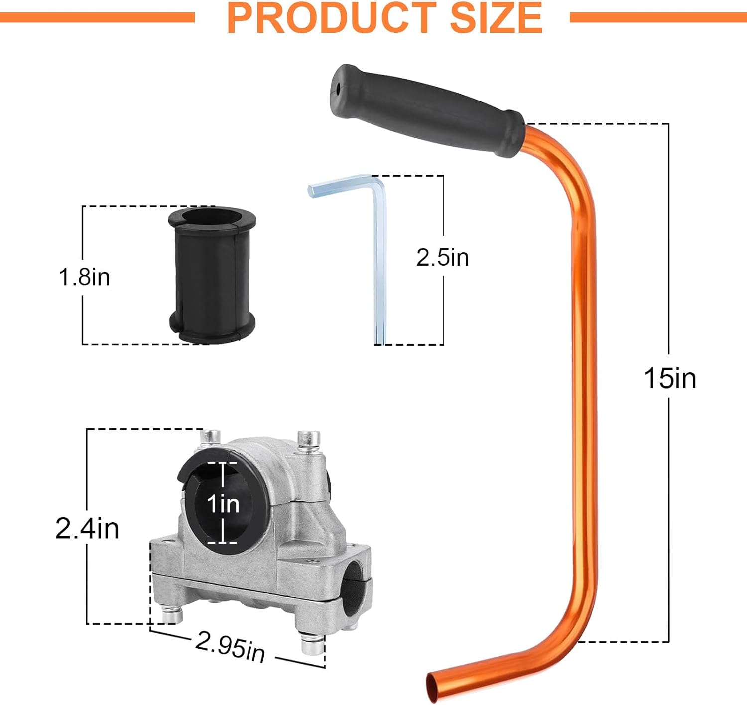 Ergonomic Trimmer Handle Grip for String Trimmer, Orange, 15 Inch Exte