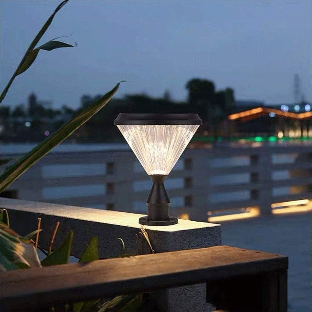 Garden Light with Transparent Glass Diffuser Single Lamp Outdoor Column Lamp Solar Wall Lamp Post Lamp Lawn Solar Street Lamp Hopeful