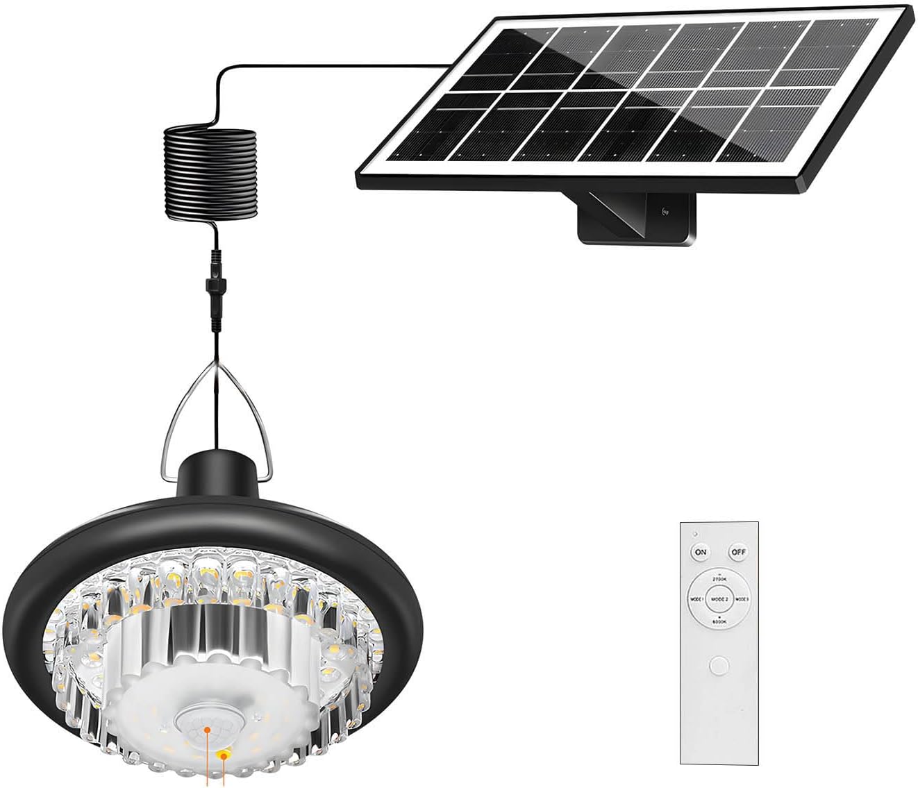 Solar Shed Light Indoor Outdoor, Upgrade 248 LED Motion Sensor Pendant 2700K-6500K,Automatic Charging Patio Decor with Twilights Sensors Sensing Garden Chandelier