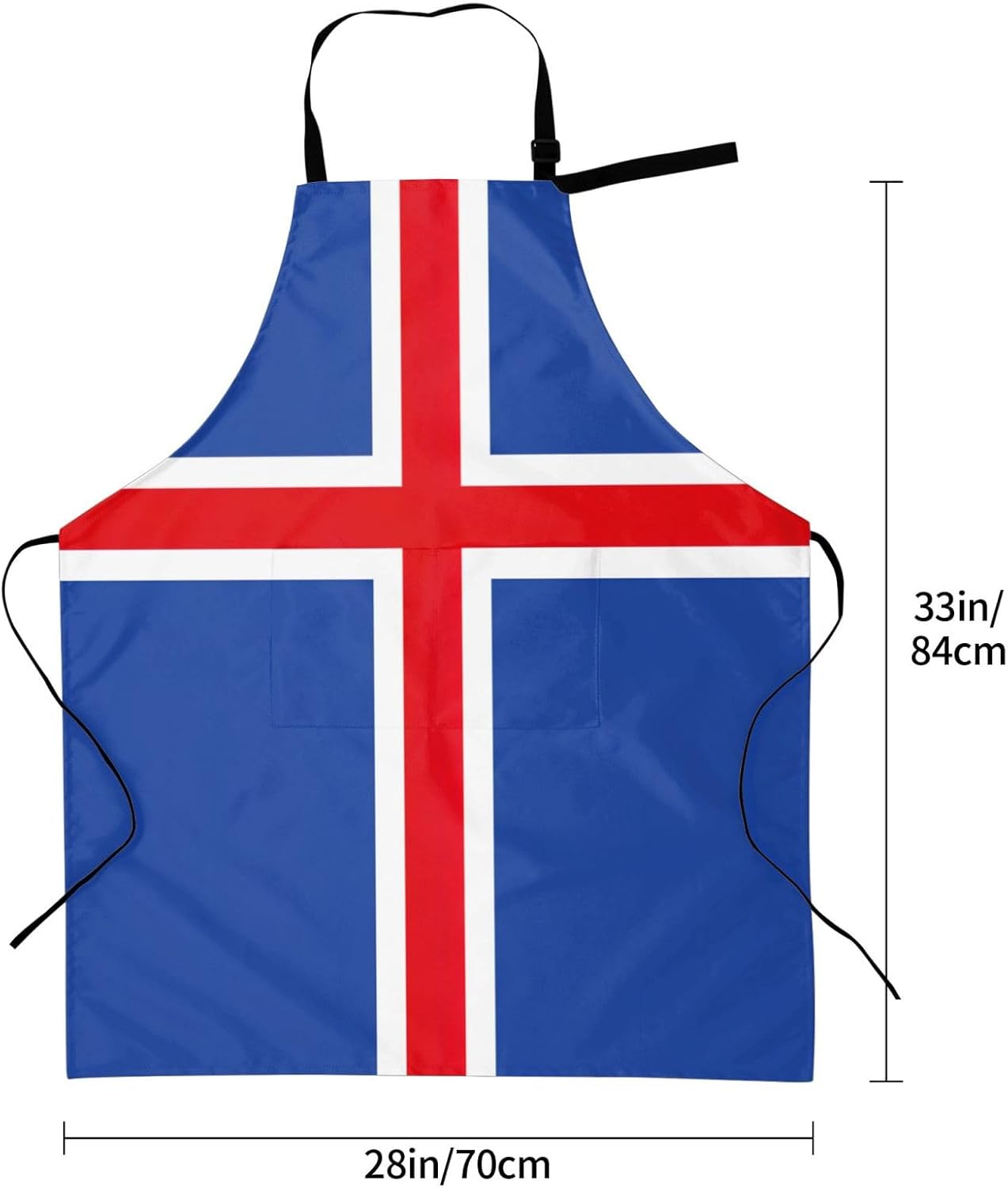 Flag of Iceland print Waterproof chef's apron with pocket apron for kitchen cooking baking barbecue and gardening