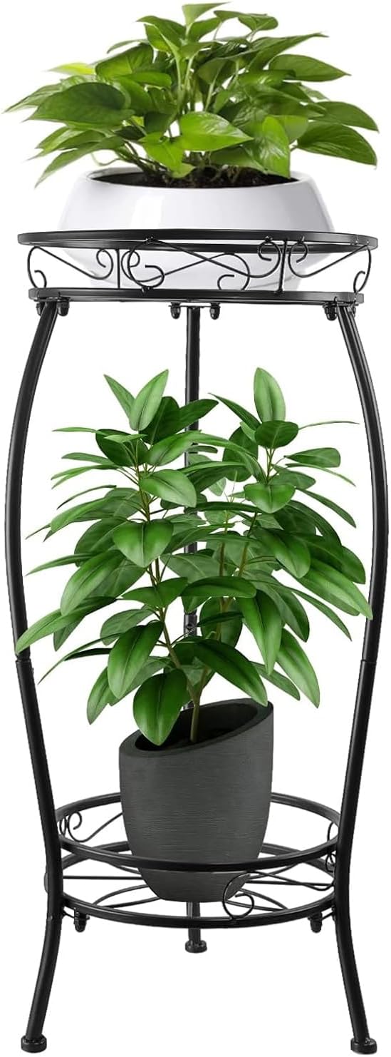 Plant Stand Indoor Outdoor 27.1'', 2 Tier Tall Metal Plant Stands, Hea