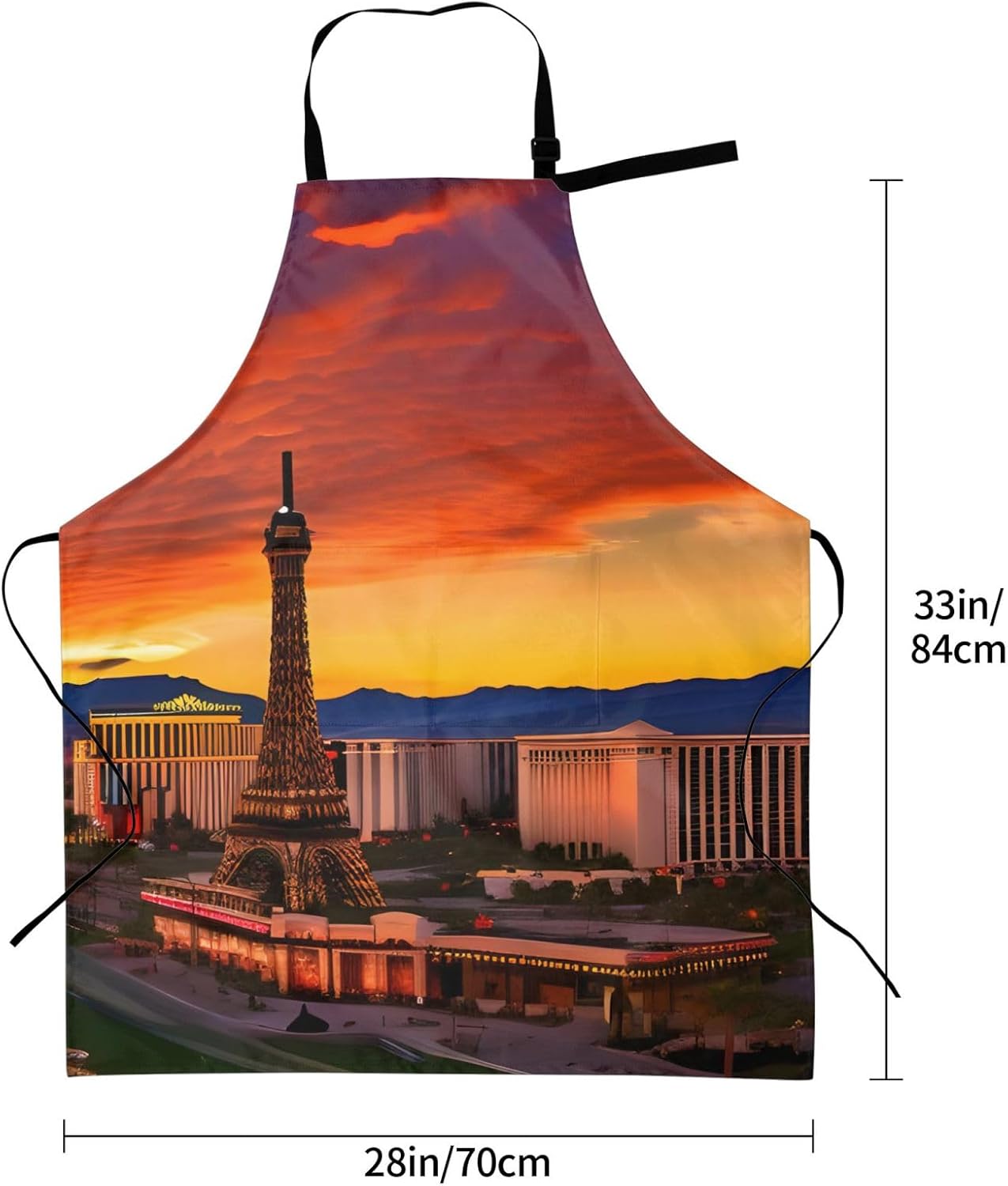 YANYU Las Vegas Sunset Print 28x33 In Kitchen Apron Stylish Chef Apron with Pockets for Cooking Baking Painting