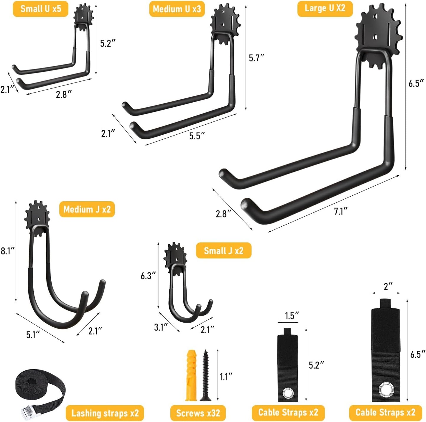 20 Pack Garage Heavy Duty Steel Hooks, Durable Storage Utility Wall Mo