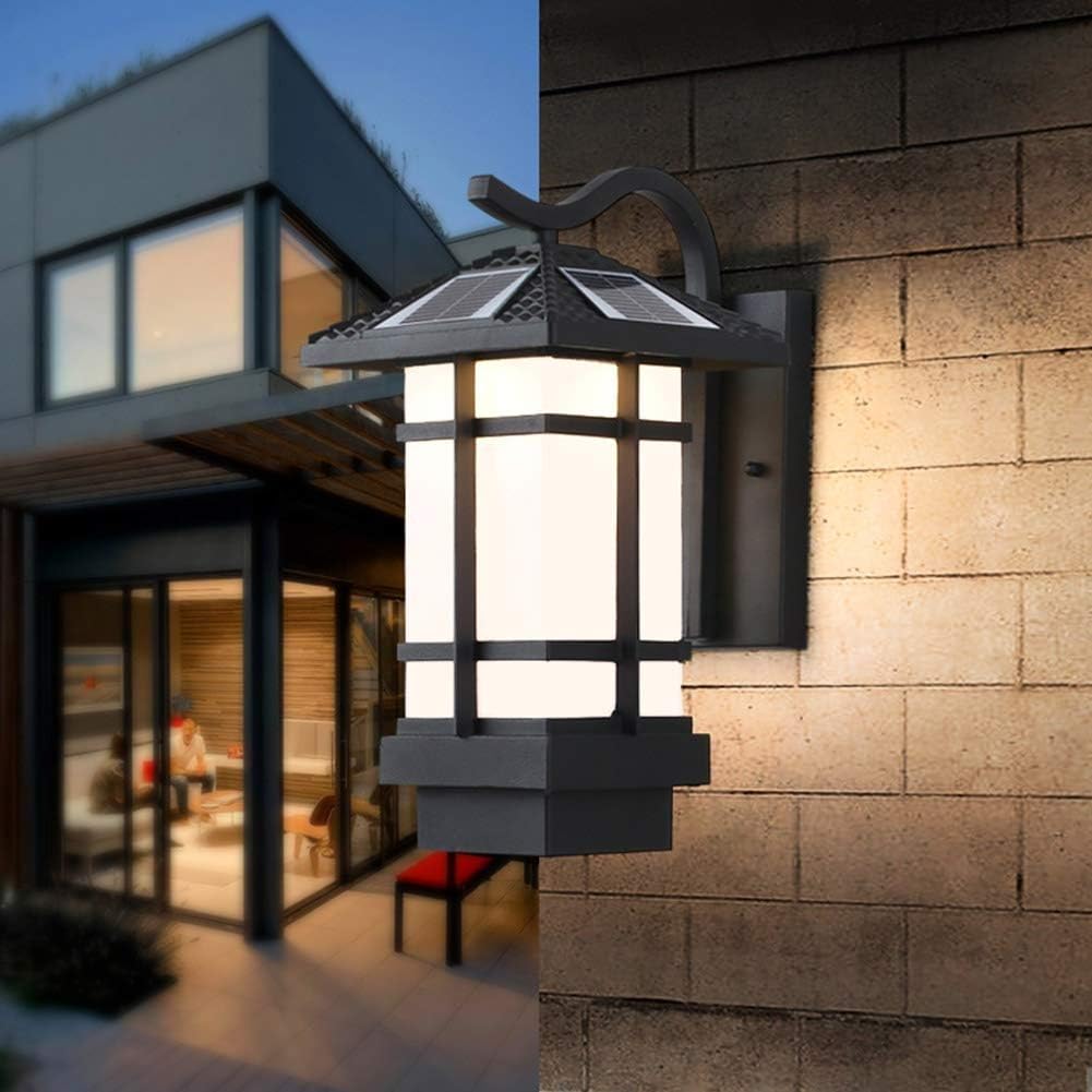 Antique Rustic Solar Lamp Waterproof Rainproof Retro LED Wall Light Lantern Antirust Aluminum Metal Villa Garden Aisle Sconce Lighting Community Park Landscape
