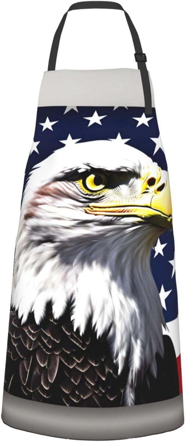 Bald Eagle Flag print Waterproof chef's apron with pocket apron for kitchen cooking baking barbecue and gardening