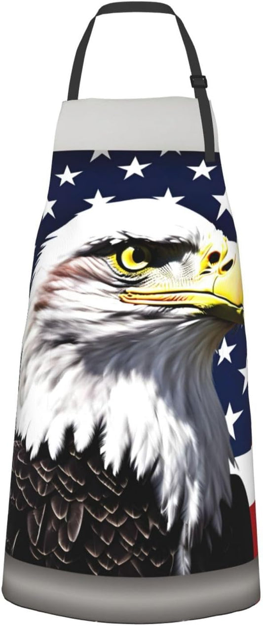 Bald Eagle Flag print Waterproof chef's apron with pocket apron for kitchen cooking baking barbecue and gardening