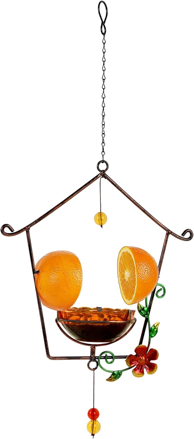 FORUP Oriole Bird Feeder for Outdoors Jelly and Oranges, Orange Fruit 