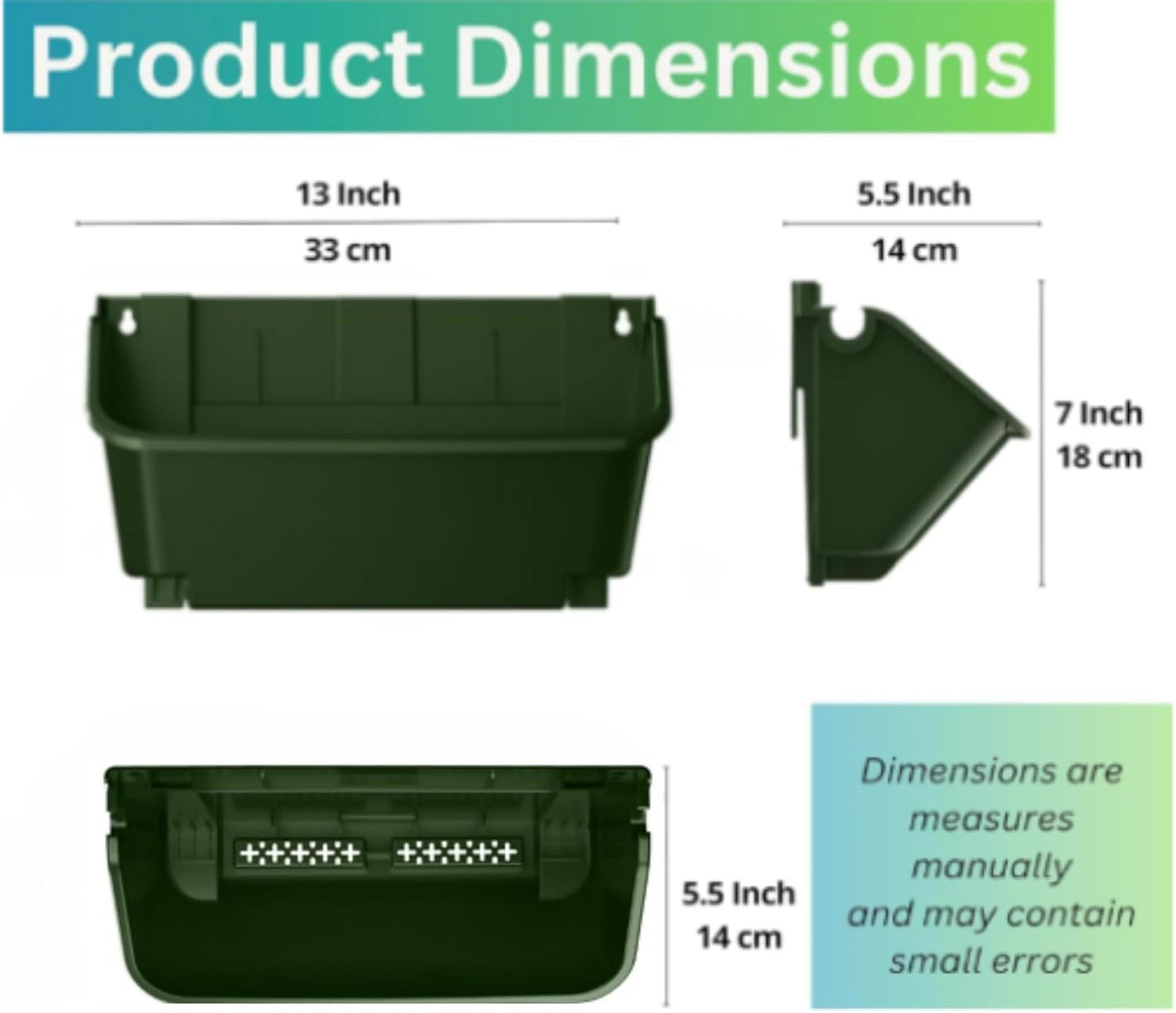 Maxona Vertical Garden Planter - 4 Pack, 13 inch Wall Mounted Planter for Patio Outdoor Decor, Home Green Plastic Pot Balcony Plant Vegetable Fruit Herb Hanging Pocket Holder Flowerpot