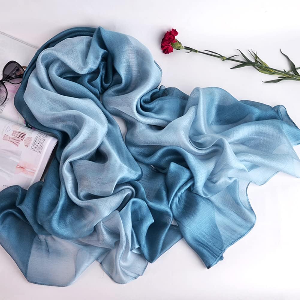Cotton Silk Scarf Elegant Soft Wraps Color Shade Scarves for Women