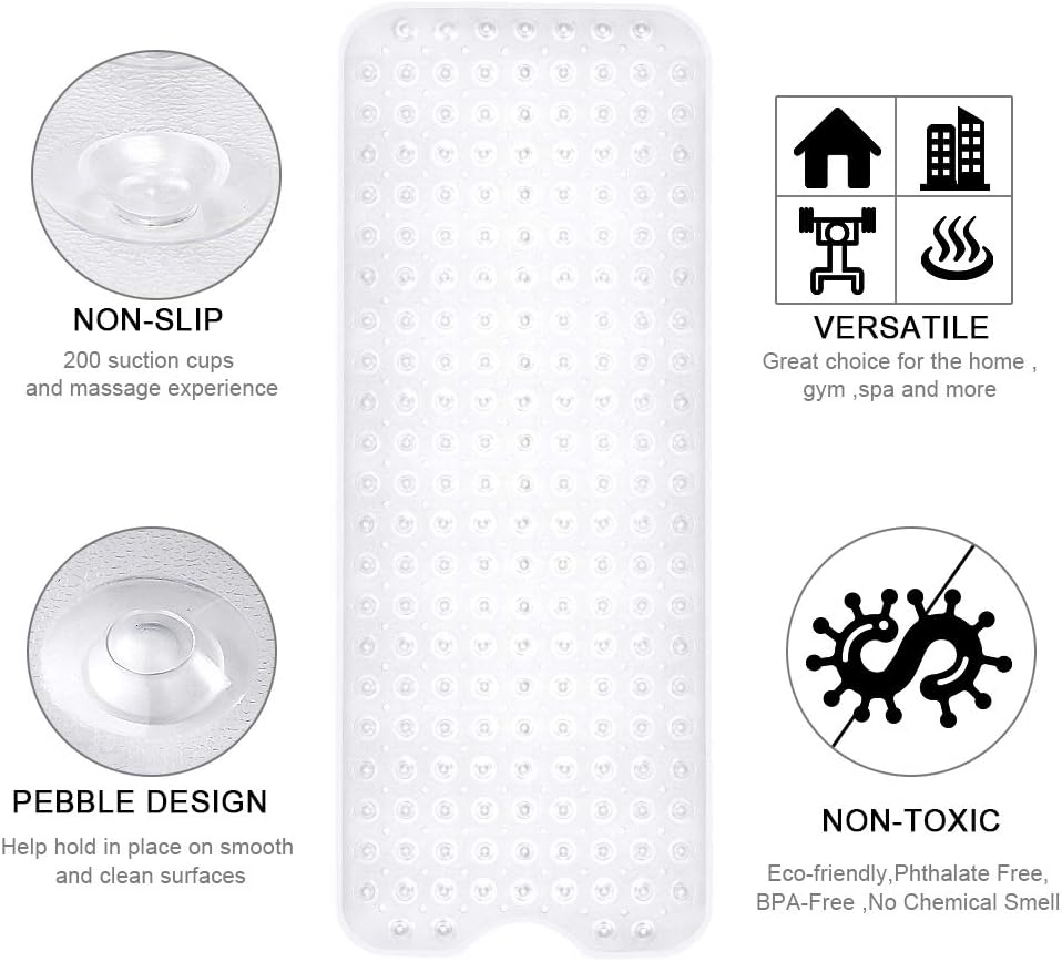 YINENN Bath and Shower Safety Mats 40x16 inch, Non Slip with Suction C