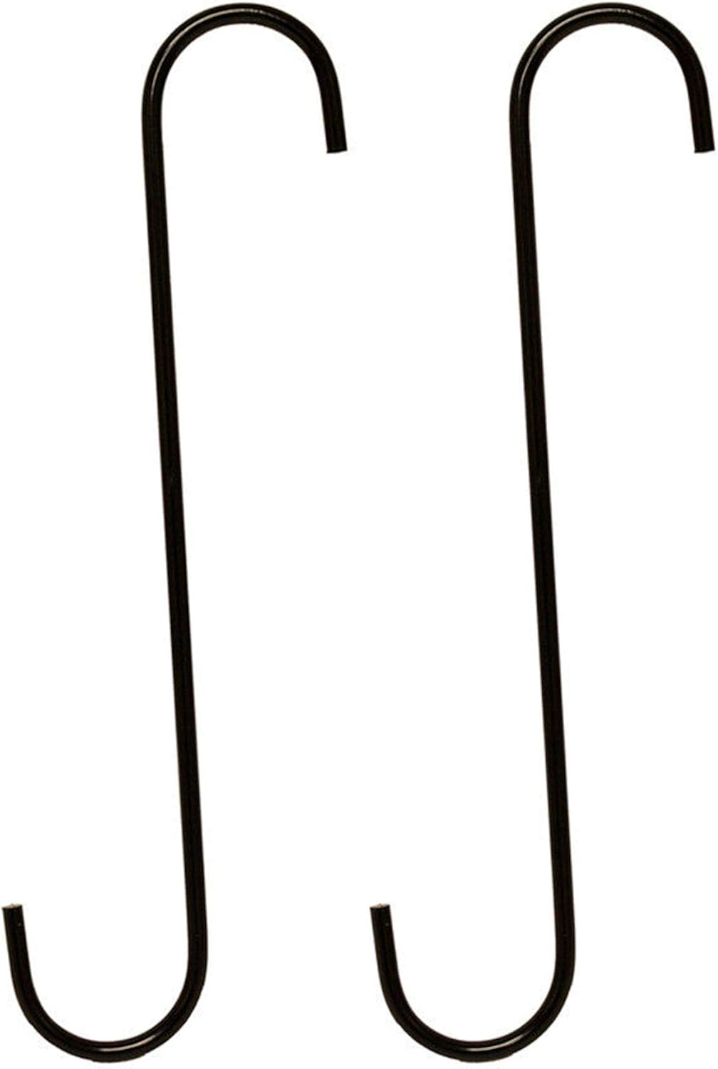 SunGrow S-Shaped Metal Tree Branch Hangers, Black Hook Stainless Steel Stakes for Bird Feeder & Baths, Plant Hanger, Outdoor Lights (2 Pcs - 12 Inches)