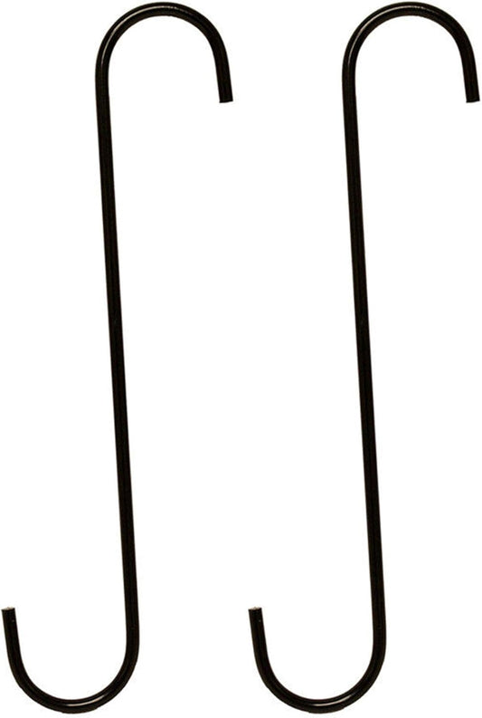 SunGrow S-Shaped Metal Tree Branch Hangers, Black Hook Stainless Steel Stakes for Bird Feeder & Baths, Plant Hanger, Outdoor Lights (2 Pcs - 12 Inches)