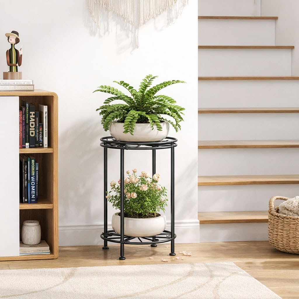 Plant Stand 2-Tier 10.2in Width 16.4in Tall Flower Pot Rack Small Plan