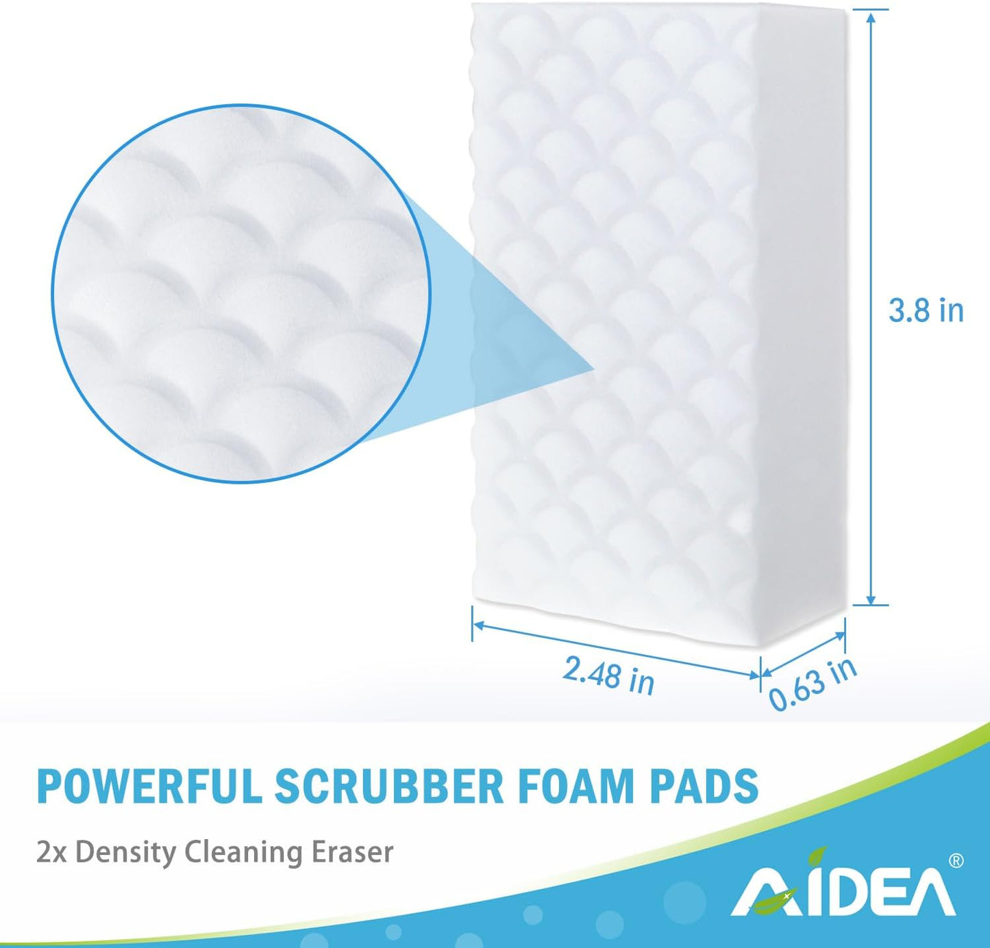 AIDEA Magic Sponges Cleaning Eraser, 2X Density Stronger Sponge for Household, Powerful Scrubber Foam Pads, Multi-Surface Cleaning Supplies for Kitchen, Furniture, Bathroom, Sink, Wall, 48 Pads