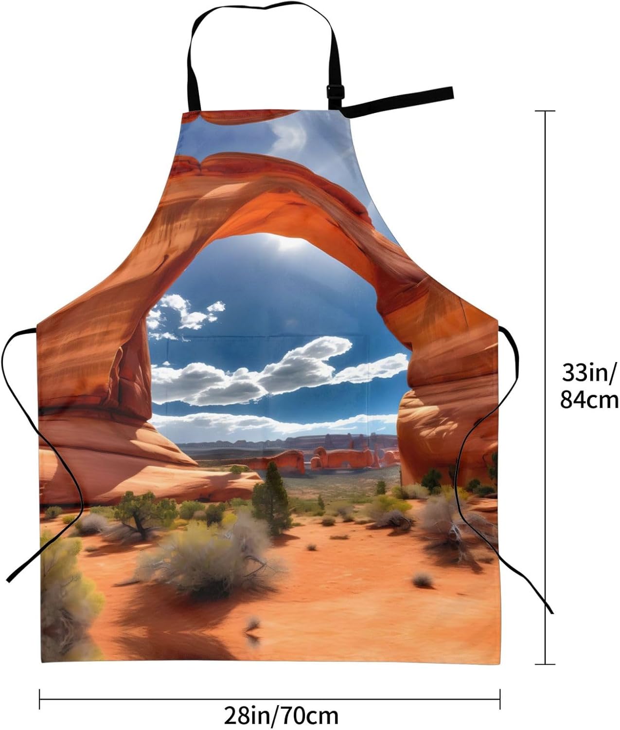 Arches National Park-standard Print Laundry apron 28x33 In Waterproof Kitchen Apron with Pockets for Cooking Baking