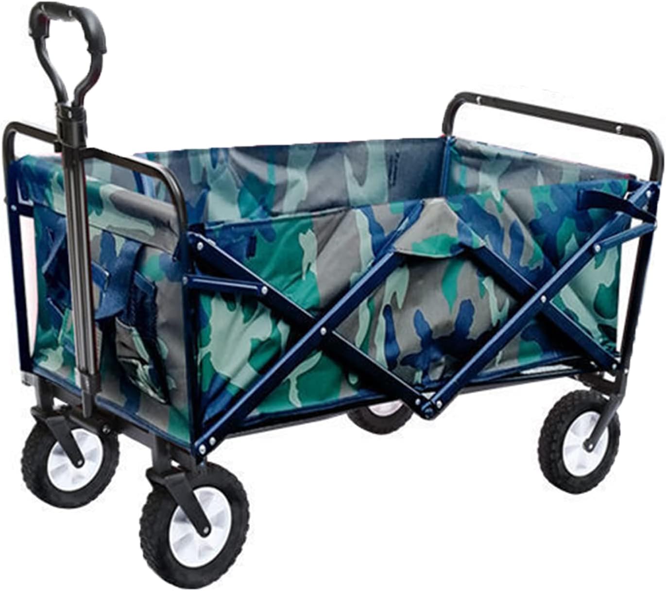 Collapsible Folding Wagon for Outdoor Use - Utility Garden Cart with A