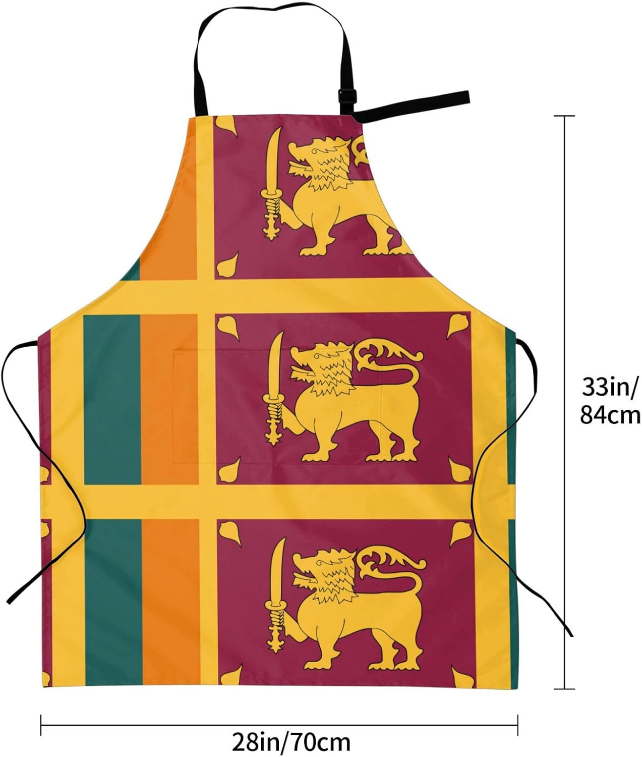 Sri Lanka Flag print Waterproof chef's apron with pocket apron for kitchen cooking baking barbecue and gardening
