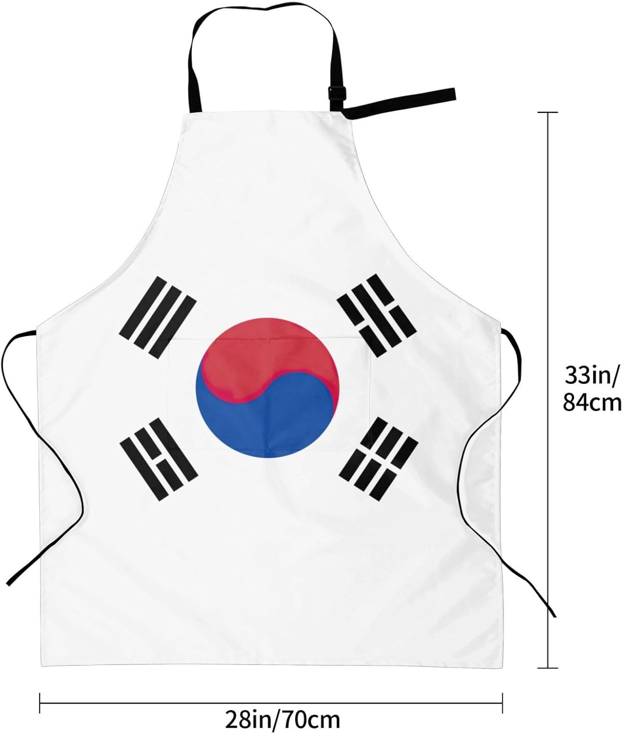 Flag of Republic of Korea print Waterproof chef's apron with pocket apron for kitchen cooking baking barbecue and gardening