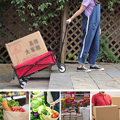 Portable Camping Cart,Garden Trolley Camping Cart Pull Cart, Steel Fra