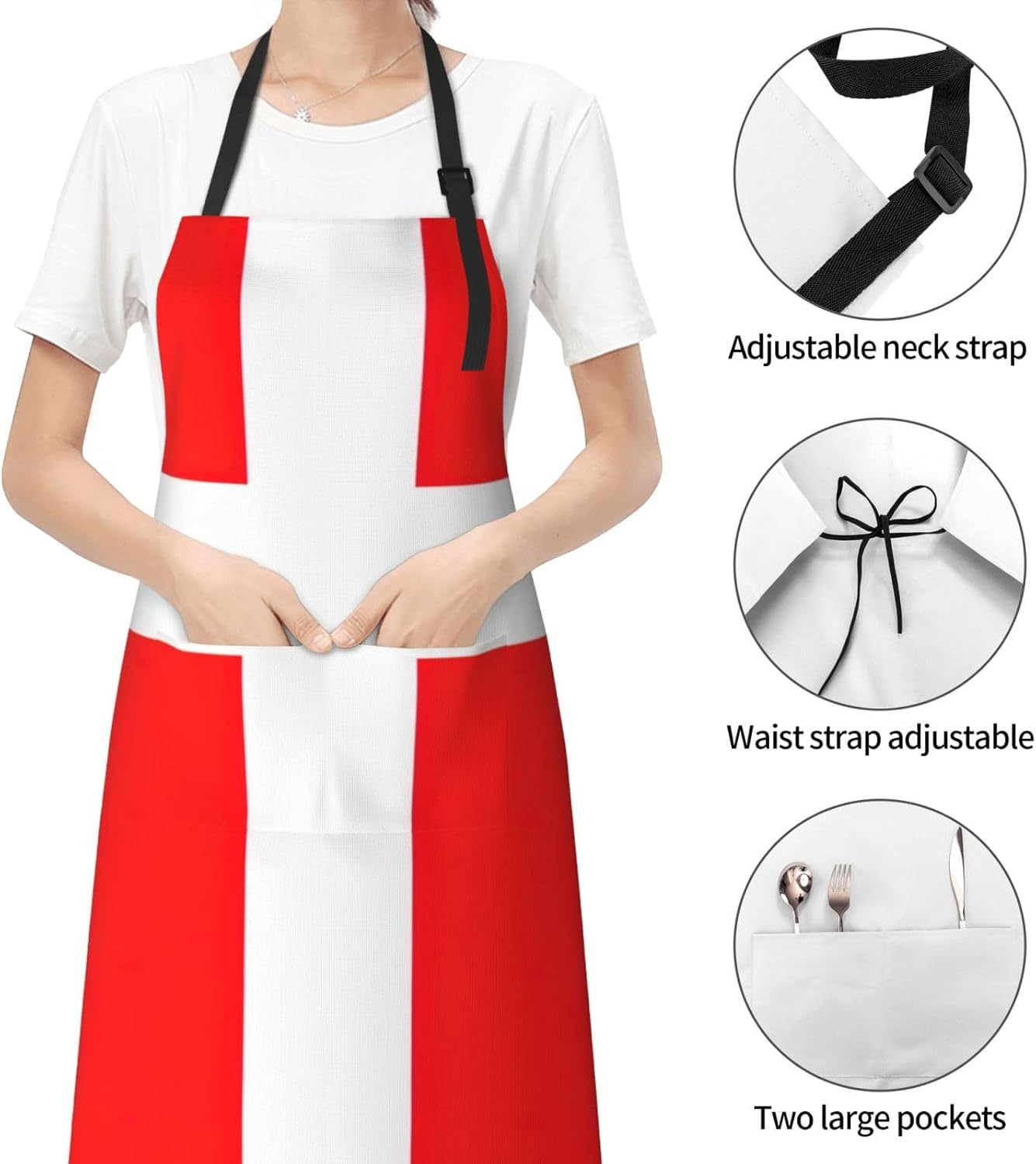 Denmark Danish Flag print Waterproof apron with pocket adjustable cook