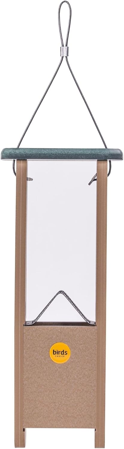 Birds Choice SNWP Peanut and Suet Nugget Bird Feeder, Woodpecker Bird Feeder, 1.25 Quarts, Taupe/Green