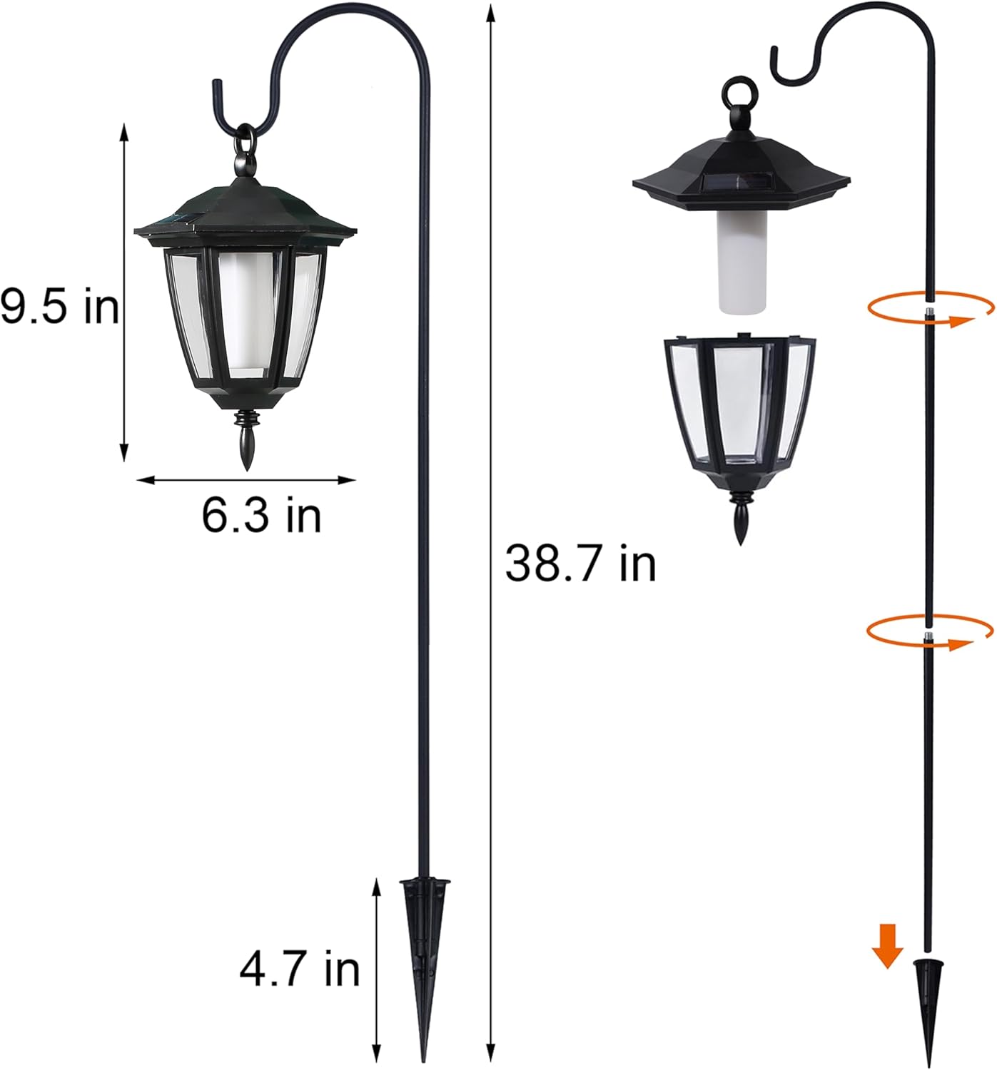 Dynaming 4 Pack Solar Flame Hanging Lights Outdoor, Halloween Solar Fl