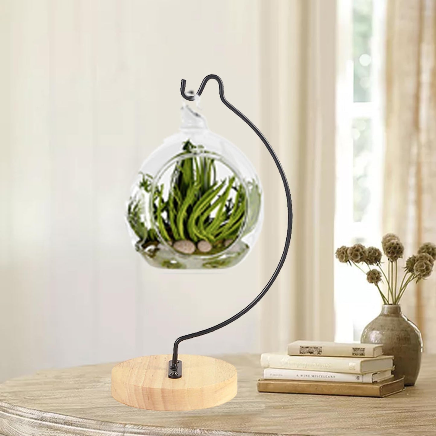 YY YEARCHY Semicircular Ornament Display Stand Aesthetic Air Plants Holder Terrariums Hanging Planter Stand Art Iron Wire Hanging Pot Hook for Home Decor Ornaments Glass Globe Witch Ball